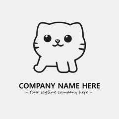 Cat illustration black and white for logo company vector image
