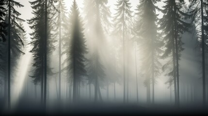 Obraz premium mysterious white silhouette evergreen trees