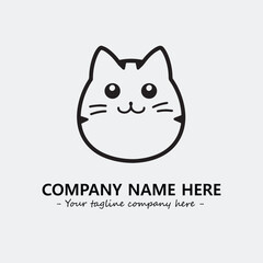 Cat illustration black and white for logo company vector image