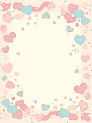 Pastel heart-shaped border design with soft colors.