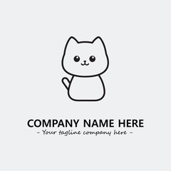 Cat illustration black and white for logo company vector image