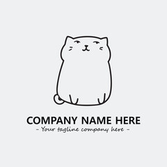 Cat illustration black and white for logo company vector image