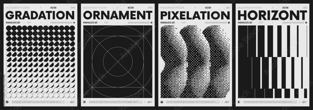Poster modern abstract poster collection, vector minimalist posters with geometric shapes in black and whit