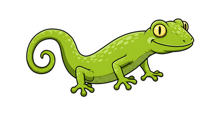 Fototapeta premium Charming Lizard Cartoon Illustration: A delightful cartoon illustration of a vibrant green lizard, showcasing intricate details and a friendly expression against a clean backdrop.