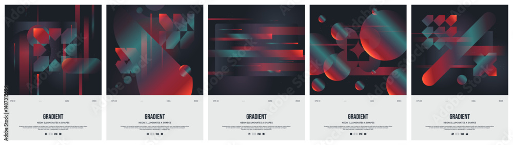Poster abstract elegant gradient composition with geometric postmodern and minimalistic brutalism shapes, c