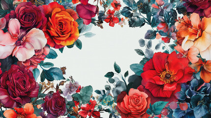 Elegant wedding invitation card background . Minimal hand painted watercolor botanical flowers texture template background. Design for wedding, vip cover, poster, rsvp moderncard.Valentine's Day

