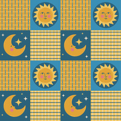 sun moon seamless pattern astrology astrological vector background sky wallpaper design