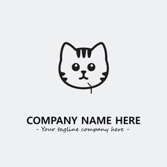 Cat illustration black and white for logo company vector image
