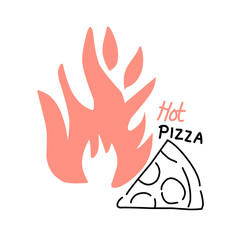 hot fire pizza logo vector design illustration