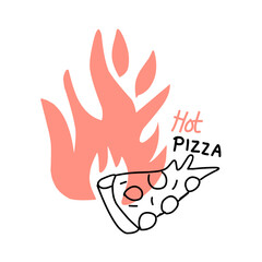 hot fire pizza logo vector design illustration