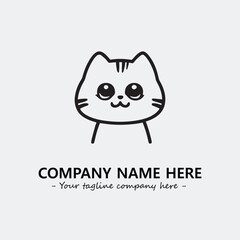 Cat illustration black and white for logo company vector image