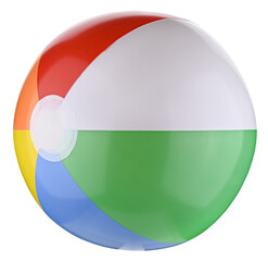 Inflatable Beach Ball isolated on a transparent background. Completely in focus. Full depth of field. PNG.