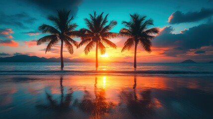 Tropical Sunset Beach Paradise