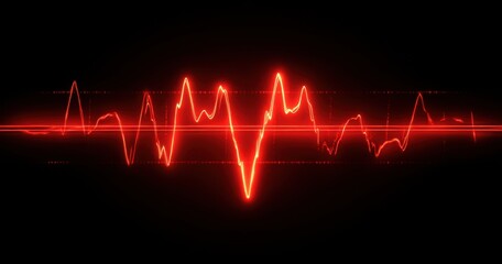 Red glowing electrocardiogram line on a dark background with sharp peaks
