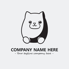 Cat illustration black and white for logo company vector image