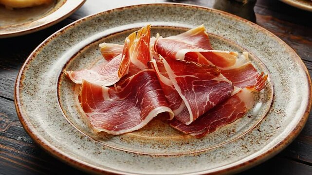 Plate of Spanish Iberian ham.