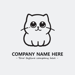 Cat illustration black and white for logo company vector image