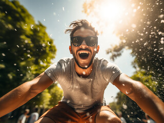 Outdoor activity day with energy expressing freely and promoting health through active fun