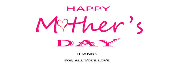 Happy Mother's Day Greeting Card. Vector graphics illustration, banner or logo concept. Symbols of love isolated on white background. EPS file.