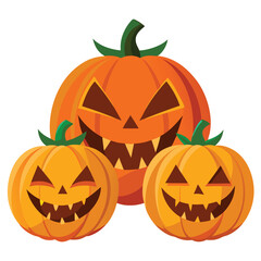 Halloween jack-o'-lanterns isolated clipart on white background