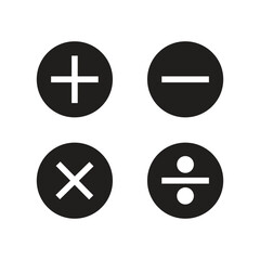 Mathematical Symbols Icons - addition, substraction, multiplication and division