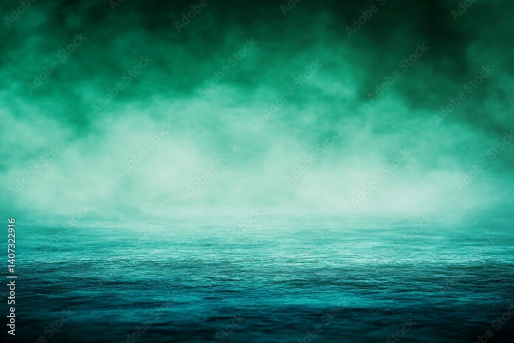 Aufkleber Floating light spots in various colors blur softly against a deep emerald green backdrop, creating a surreal, dreamlike atmosphere perfect for adding custom text