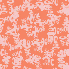 
Seamless pattern with hand drawn ovals doodles. Vector illustration in pink orange shades. for your designs and prints on fabrics, packaging in abstract style