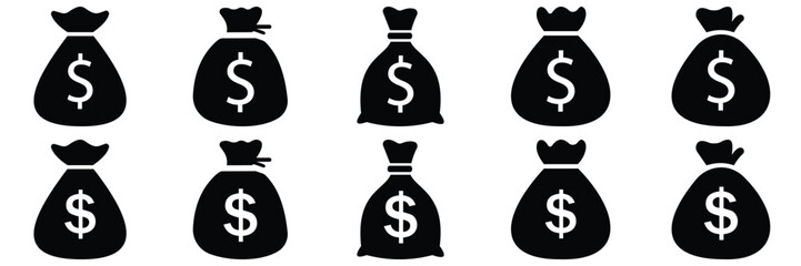 bag with dollar sign icon. money bag icon. dollar bag symbol. 
e commerce icon. dollar bag icon for app, ui and website. vector illustration