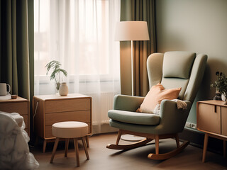 Private nursing chair and changing station in the parent room offering comfort and support