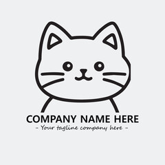 Cat illustration black and white for logo company vector image