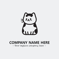 Cat illustration black and white for logo company vector image