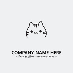 Cat illustration black and white for logo company vector image
