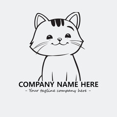 Cat illustration black and white for logo company vector image