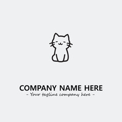 Cat illustration black and white for logo company vector image