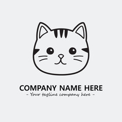 Cat illustration black and white for logo company vector image