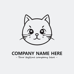 Cat illustration black and white for logo company vector image