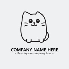 Cat illustration black and white for logo company vector image