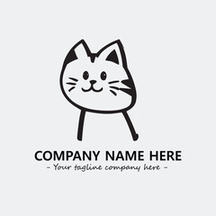 Cat illustration black and white for logo company vector image