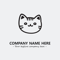 Cat illustration black and white for logo company vector image