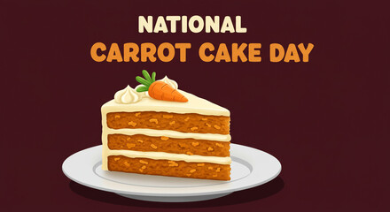 Delicious Carrot Cake Slice, Perfect for National Carrot Cake Day, Moist and Flavorful Cake, Festive Dessert Treat, Perfect for Food Photography, Homemade Cake, Sweet Treat for Special Days