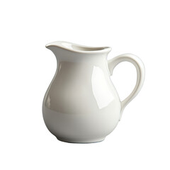 Elegant transparent milk jug isolated against a neutral background, perfect for serving desserts and drinks on any table, Milk or cream jug isolated