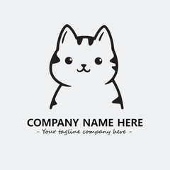 Cat illustration black and white for logo company vector image