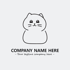 Cat illustration black and white for logo company vector image
