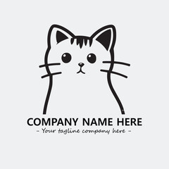 Cat illustration black and white for logo company vector image