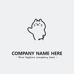 Cat illustration black and white for logo company vector image