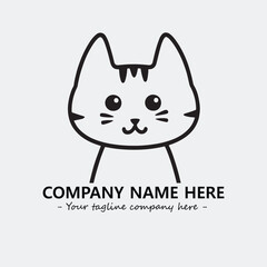 Cat illustration black and white for logo company vector image