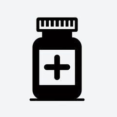 Obraz premium Pill Bottle Silhouettes in black on a white background