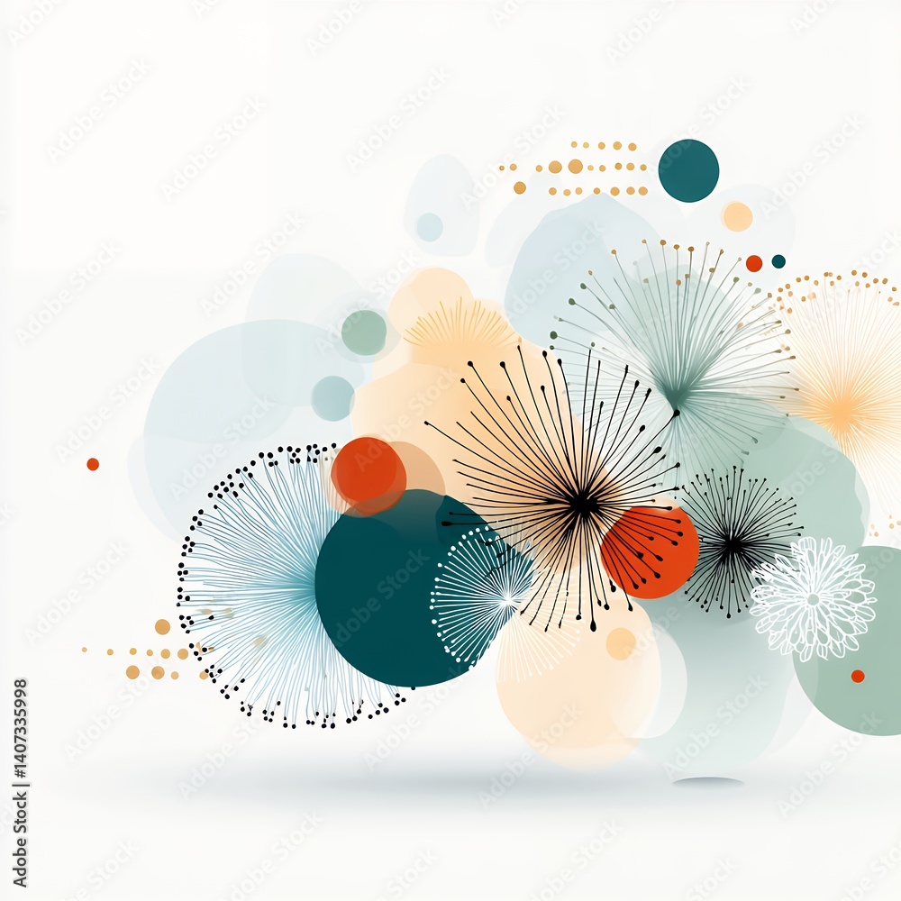 Poster abstract colorful circles and lines pattern background design