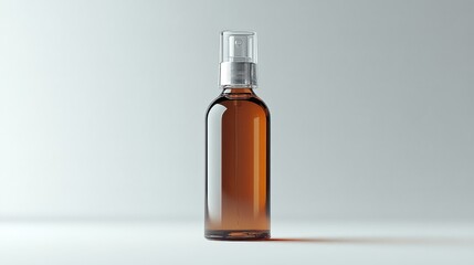 Fototapeta premium Amber Glass Bottle With Clear Sprayer on White Background