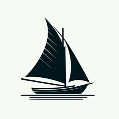 Fototapeta premium Sailboat Sail Fold Silhouettes in black on a white background